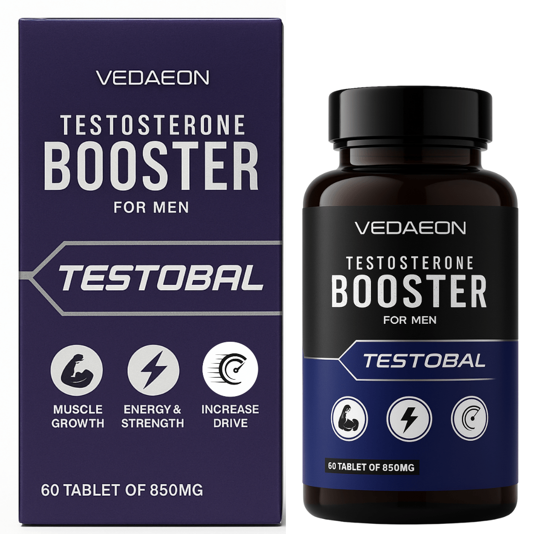 VEDAEON Testosterone Booster – 60 Tablets for Men’s Stamina, Hormonal Balance & Energy - Vedaeon