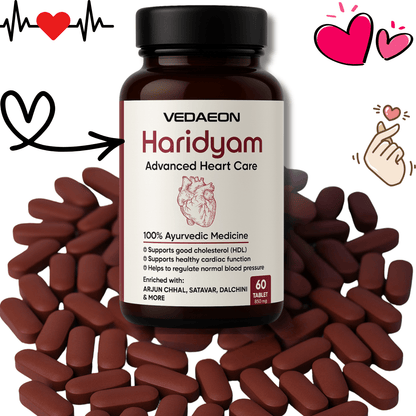 VEDAEON Haridyam – 60 Heart Care Tablets for Healthy Blood Pressure and Control Cholesterol - Vedaeon