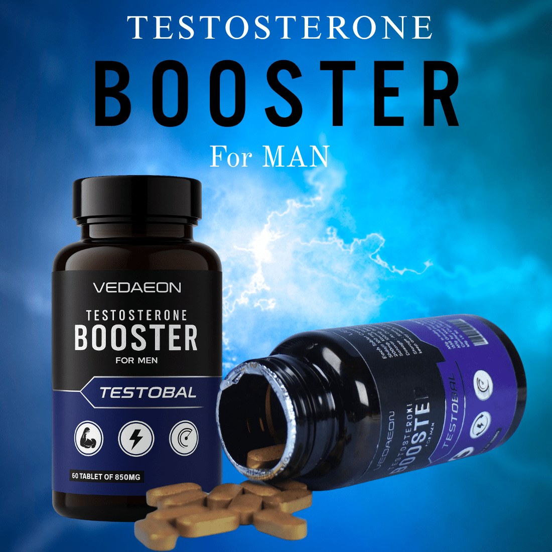 VEDAEON Testosterone Booster – 60 Tablets for Men’s Stamina, Hormonal Balance & Energy - Vedaeon