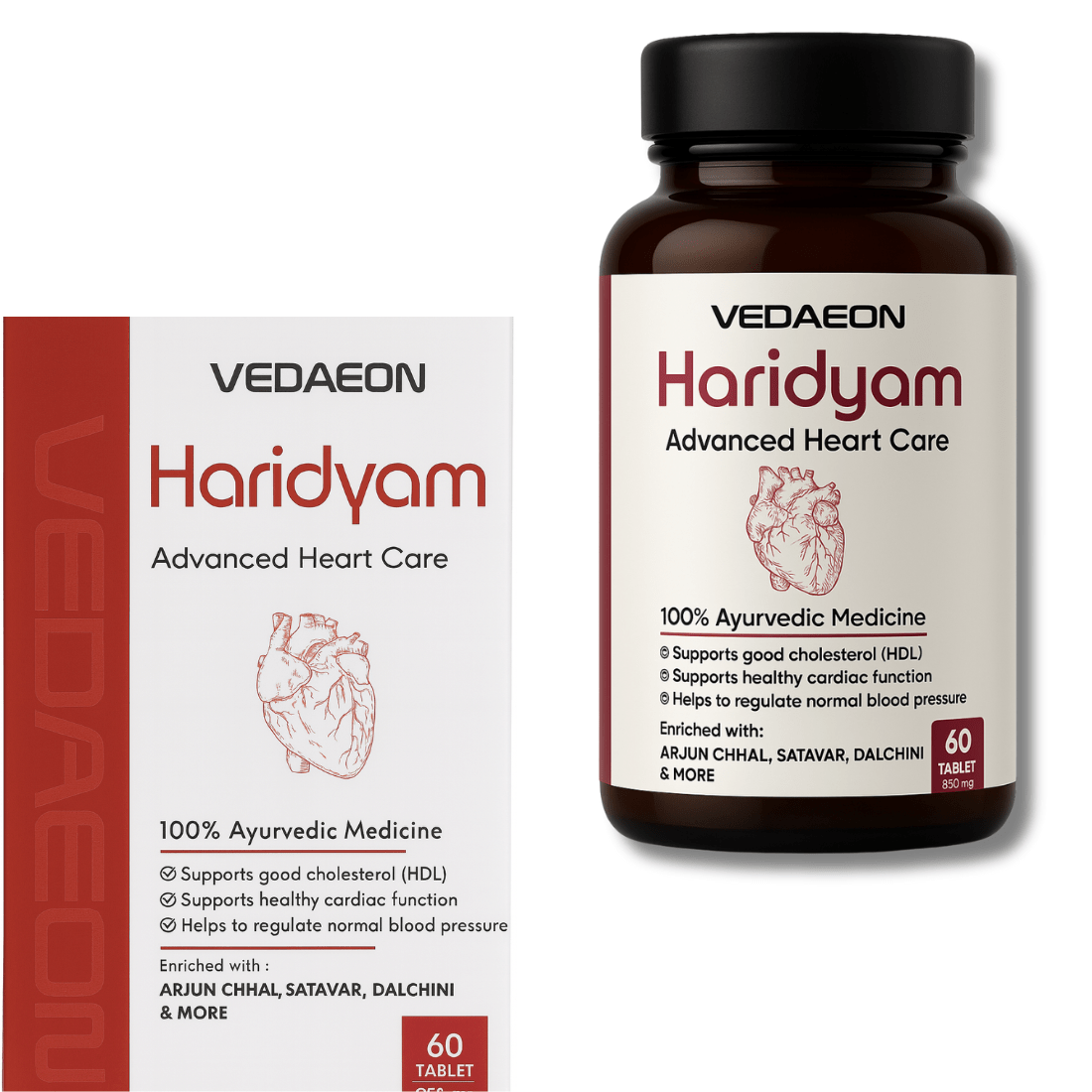 VEDAEON Haridyam – 60 Heart Care Tablets for Healthy Blood Pressure and Control Cholesterol - Vedaeon
