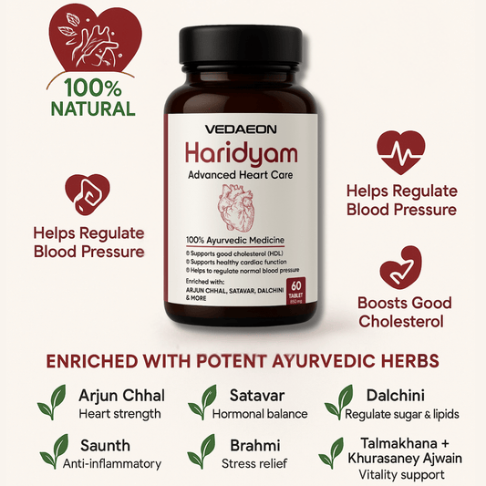 VEDAEON Haridyam – 60 Heart Care Tablets for Healthy Blood Pressure and Control Cholesterol - Vedaeon