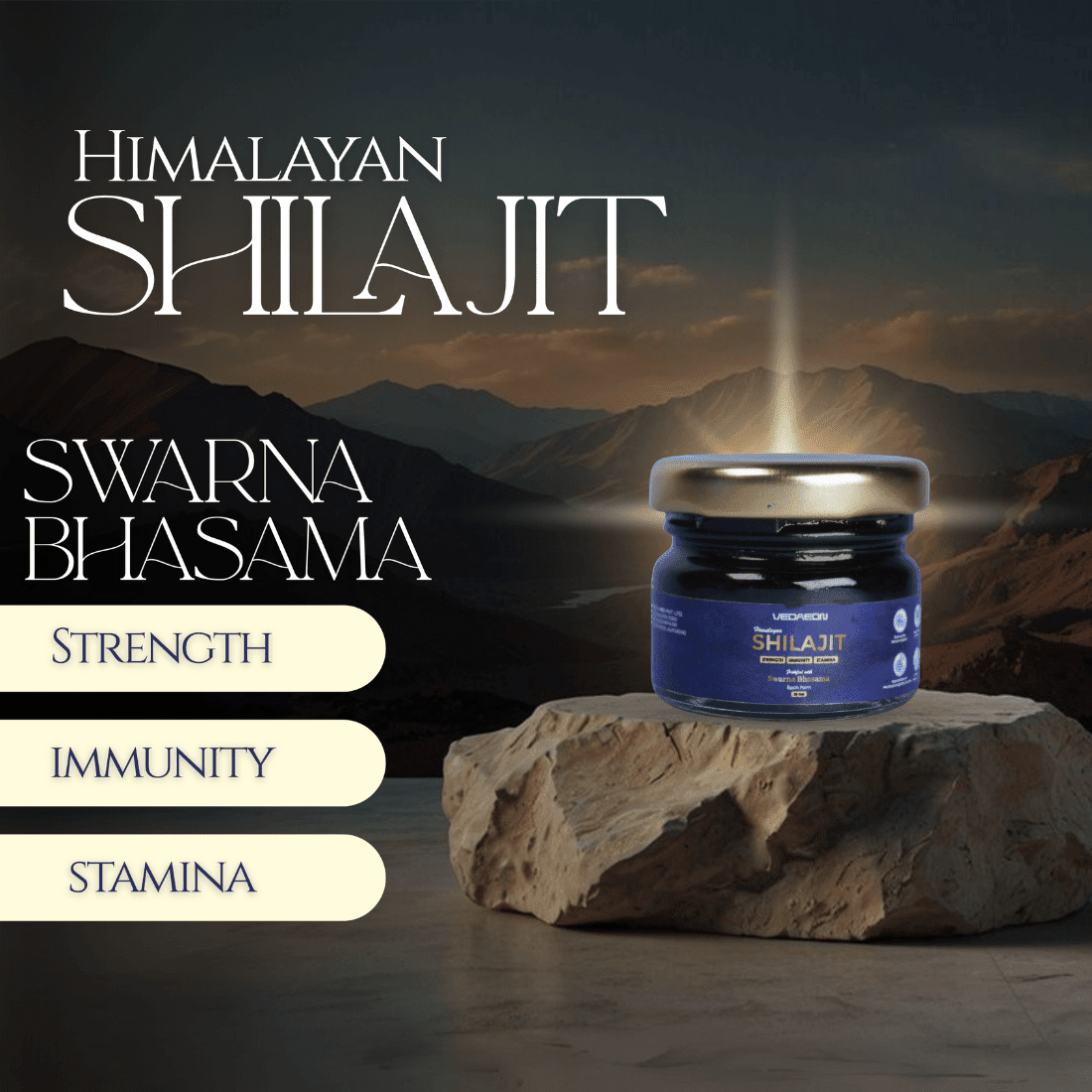 Pure Himalayan Shilajit Resin + Testosterone Booster | Lab - Tested | Vedaeon - Vedaeon