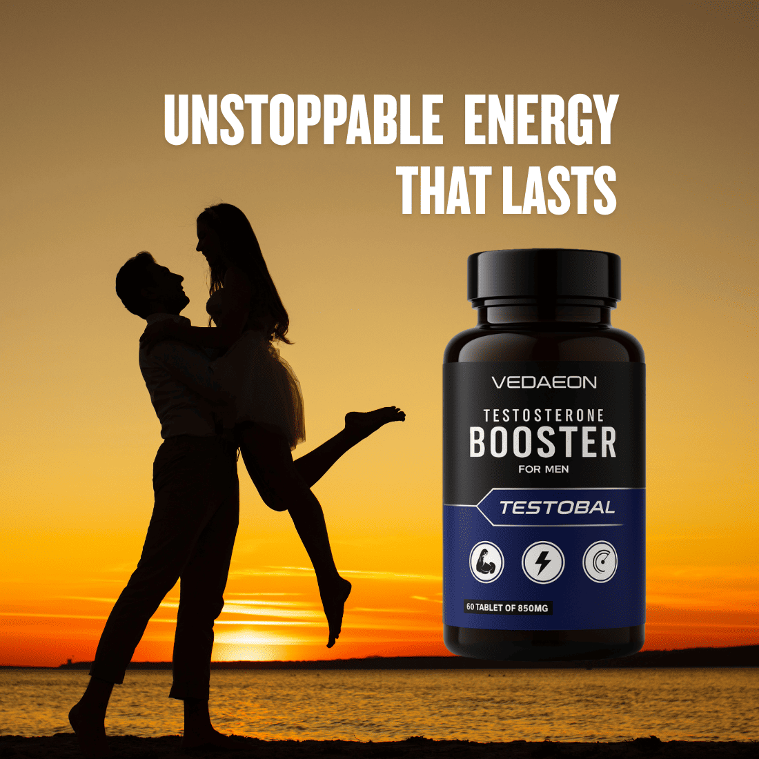 VEDAEON Testosterone Booster – 60 Tablets for Men’s Stamina, Hormonal Balance & Energy - Vedaeon